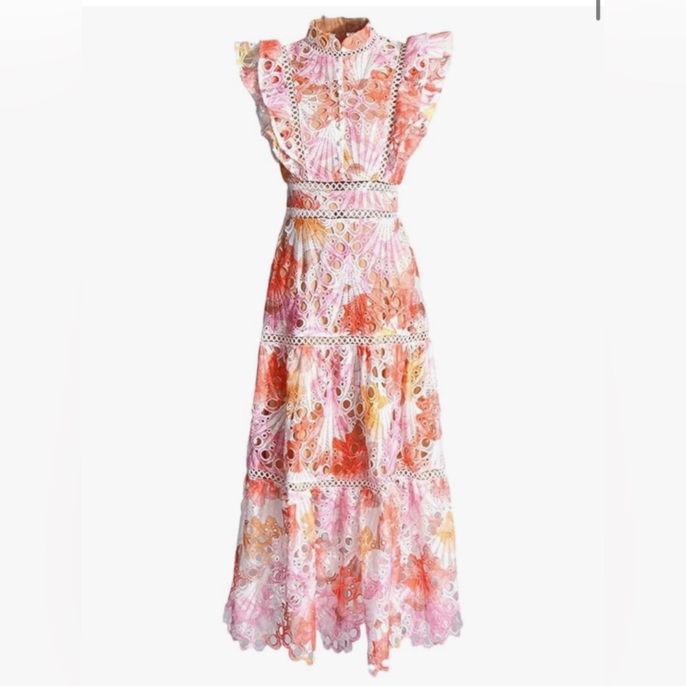 NWT- Women’s Floral Short Sleeve Hollow Dress